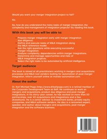 Text über Buch zu M&A-Integration: Zielgruppe, Autor und Nutzen für Projektmanagement und Automatisierung.