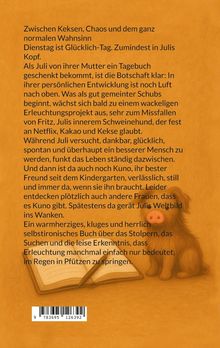 Zwischen Keksen, Chaos und Wahnsinn. Illustration: Schwein mit Notizbuch und Stift auf orangefarbenem Hintergrund.