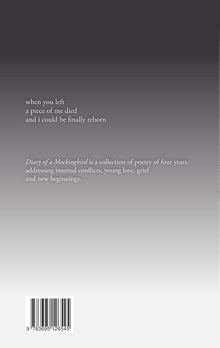 Text: "when you left a piece of me died and i could be finally reborn." Unten ein Barcode auf grauem Hintergrund.