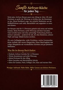 Titel: "Sanfte Airfryer-Küche für jeden Tag". Rezepte für 1–2 Personen, weiches Gemüse, leichte Würzung, klare Garzeiten. Weniger Aufwand.