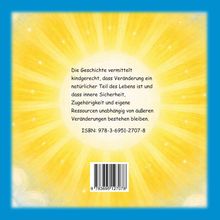 Text über kindgerechte Veränderungen. ISBN: 978-3-6951-2707-8. Sonnenstrahlen auf blauem Hintergrund.