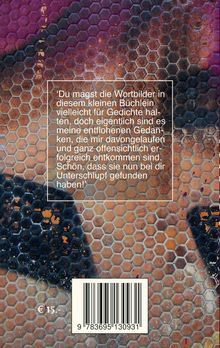 „Du magst die Wortbilder in diesem kleinen Büchlein vielleicht für Gedichte halten...“ Text auf wabenförmigem Hintergrund.