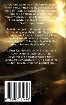 Text beschreibt Annikas Suche nach Wahrheit. Hintergrund zeigt eine düstere Landschaft mit Sonnenstrahlen.
