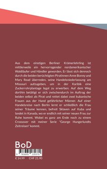 Text beschreibt die Abenteuer eines Berliner Händlers, inklusive Piraten, Reisen und einem Serien-Crossover. Unten Preisangabe.