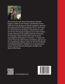 Text beschreibt Monika Horvat und ihre Arbeit mit Bodeguero-Hunden. Links ist ein Bild von ihr mit einem Hund. Unten QR-Code.