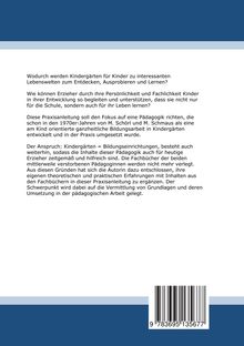 Text über Bildung in Kindergärten, mit Fokus auf ganzheitliche Pädagogik, Methodik und theoretische Ergänzungen. Unten Barcode.