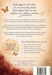 "Liebe beginnt nicht dort, wo wir jemanden finden. Liebe beginnt dort, wo wir aufhören, uns selbst zu verlieren." Ein Schmetterling links.