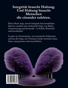 "Integrität braucht Haltung. Und Haltung braucht Menschen die einander zuhören." Lila Bäume säumen eine Straße.