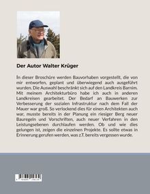 "Der Autor Walter Krüger" steht über einem Text über Bauprojekte. Links ein Mann in Outdoor-Kleidung.