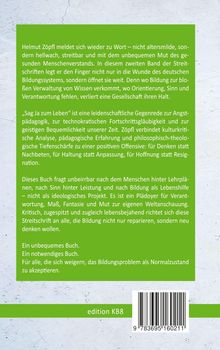 Ein grüner Hintergrund mit weißem Text, der das Buch "Sag Ja zum Leben" von Helmut Zöpfl beschreibt. Unten steht "edition KB8".