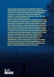 Text über Führung in einem sich wandelnden Umfeld, mit Fokus auf Präsenz, Rhythmus und Vermächtnis vor blauem Hintergrund.