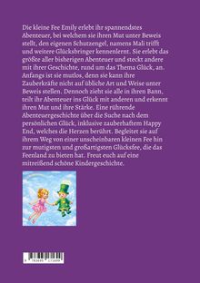 Text über ein Fee-Abenteuer voller Mut, Schutzengel, Abenteuer und Glücksfeen. Bild einer Fee und eines Engels.