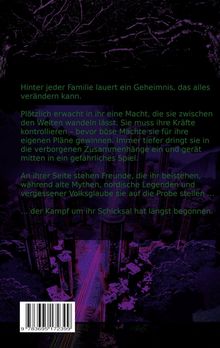 Text über Geheimnisse und Mächte, die zwischen Welten wandeln lassen. Das Bild zeigt eine düstere Stadtlandschaft.