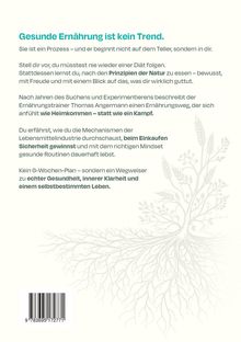 „Gesunde Ernährung ist kein Trend“. Text über natürliche Ernährung und Lebensweise mit gezeichneten Wurzeln.