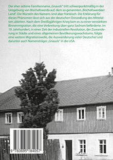 Text über die Herkunft des Familiennamens „Gnauck“ in der Umgebung von Bischofswerda. Historisches Gebäude im Hintergrund.
