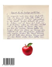 "Legende für die heiligen zwölf Tage." Handgeschriebener Text oben. Darunter ein roter Apfel auf weißem Hintergrund.