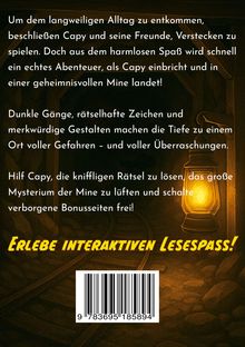 Text über einem Abenteuer von Capy in einer geheimnisvollen Mine. Eine Laterne erhellt einen dunklen Minenschacht.