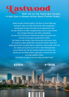 "Eastwood. Mehr als nur der Name des Viertels, in dem Sam in diesem dritten Band Freiheit findet..." Skyline mit Brücke.