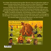 Antje, die Kinderbuch-Autorin, zeigt Euch Humtje mit ihren Freunden. Illustration von Tieren auf grünem Hintergrund.