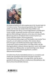 Text über Ernährung und Gesundheit von Hunden. Links oben Frau mit Hut, Sonnenbrille und Hund. Hintergrund: Natur.