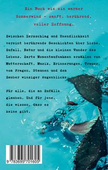 Ein poetisch beschreibender Text über ein berührendes Buch, begleitet von einem Foto mit Wasser und einem Rosenblatt.