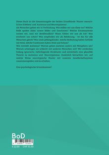 Ein Buchrückentext beschreibt menschliches Erleben, Autismus, Neurotypismus; darunter Preisangaben und ein Barcode.