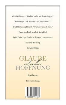 "Glaube flüstert...", "Liebe sagt...", "Hoffnung lächelt...", Text in schwarz auf hellem Hintergrund, mit Barcode unten.
