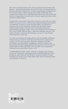 Text: Beschreibung eines Science-Fiction-Romans, Titel: "STERNENBRUECKEN - ELOS". Preisangabe: €14.99, CHF 21.90. Logo: BoD.