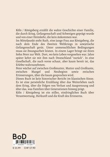 Text beschreibt die Geschichte einer Familie aus Königsberg nach dem Zweiten Weltkrieg. Verleger-Logo unten links.