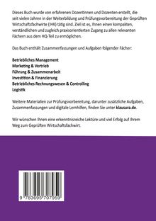 Text: Buch für Weiterbildung im IHK-Bereich, behandelt Management, Vertrieb, Finanzierung. Lila Logo mit Barcode unten.