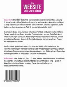 Text oben: "Die WEBSITE Die Arbeitet". Ein Text beschreibt eine Anleitung für eine sichtbare Website.
