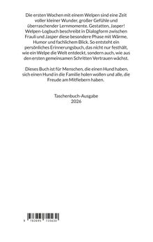 Oben steht ein Text über die ersten Wochen mit einem Welpen. Unten "Taschenbuch-Ausgabe 2026" und ein Barcode.