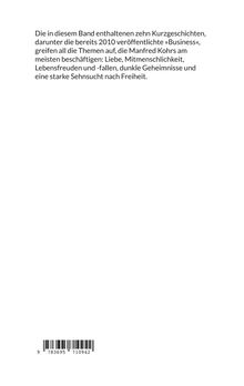 Text beschreibt zehn Kurzgeschichten über Liebe, Mitmenschlichkeit, Lebensfreuden und Sehnsucht nach Freiheit. Darunter ein Barcode.