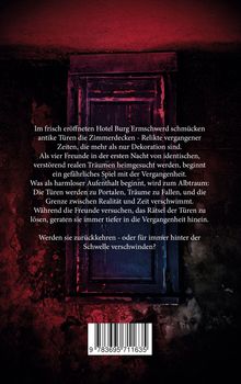 Text über ein Hotel, antike Türen und Träume. Mysteriöse Atmosphäre mit dunkler Farbgebung und einer abgebildeten Tür.