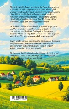 Text über Erwin, der nach der Beerdigung seines Vaters ein rätselhaftes Tagebuch findet. Landschaft mit Häusern im Hintergrund.