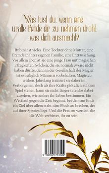 Text: "Was tust du, wenn eine uralte Fehde dir zu nehmen droht, was dich ausmacht?" Goldene Blätter im Vordergrund.