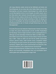 Zwei Textabsätze: Der erste über das Finden und den Umgang mit einer Granate, der zweite über die Kindheit in Halle/Saale.