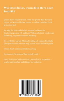 Text über das Loslassen und den Dualseelenprozess auf orangefarbenem Hintergrund. Unten ist ein Barcode.