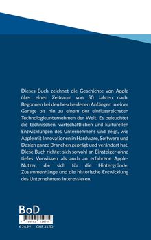 Text beschreibt Apples Geschichte über 50 Jahre, von Anfängen in der Garage bis zu kulturellen und technischen Entwicklungen.