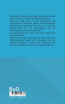 Text über Lebenskrisen und Depression, autobiografische Erzählung. Blaue Hintergrundfarbe, "BoD" Logo unten.