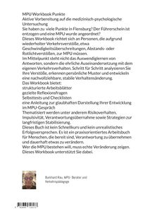 "MPU Workbook Punkte" beschreibt Hilfe zur MPU-Vorbereitung. Enthält Anleitungen, Reflexionsfragen, Checklisten. Bild von Burkhard Rau.