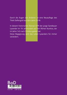 Text über historische Roman-Neuauflage, Begegnung im 19. Jahrhundert. Lila Hintergrund, hellgrünes Banner, BoD-Logo.