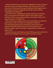 Ein Text über Orakel und individuelle spirituelle Erkundung, darunter ein Kreisdiagramm mit Symbolen in bunten Segmenten.