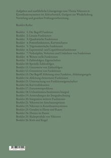 Eine Liste von Booklet-Themen im Bereich Mathematik, wie "Der Begriff Funktion", "Lineare Funktionen", "Vektoren".