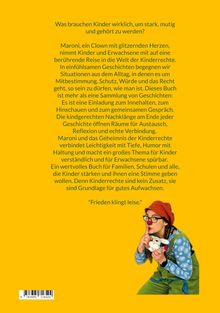 Text fragt, was Kinder brauchen, um stark zu sein. Unten ist ein Clown in bunten Kleidern zu sehen.