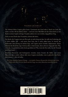 "Die Schatten haben Caspian gehen lassen. Gemeinsam mit Ansel zieht er durch ein Land... Der dritte Band des Paginae-Strangs..." 

Dunkler Hintergrund mit Text und strukturierten Mustern.