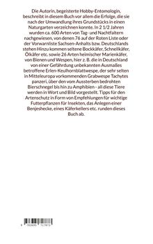 Text beschreibt ein Buch über Erfolge im Naturgartendesign, Artenschutz und spezielle Tierarten. Unten: Strichcode.