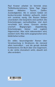 Blauer Hintergrund, Text beschreibt Paul Kramer im Vertrieb, Veränderungen, Entscheidungsprozesse, Struktur und Kontrolle. Barcode unten.