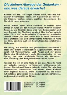Der Text beschreibt ein Buch über Gedankenspiele, Fantasie, und das Überschreiten alltäglicher Grenzen. Preisangaben unten.
