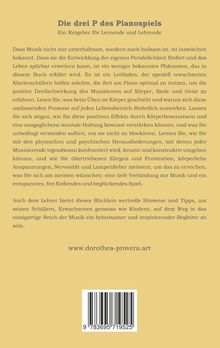 "Die drei P des Pianosspiels" oben. Darunter ein ausführlicher Text über die positiven Effekte des Klavierspiels. Unten: www.dorothea-provera.art.